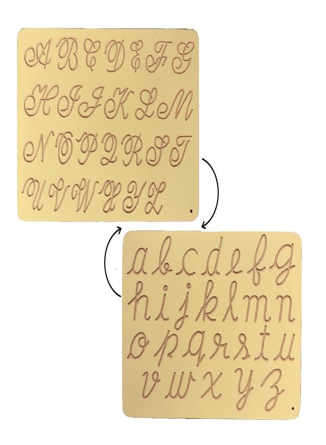 RCW Wooden Reversible Writing Alphabet Capital & Small Cursive Tracing Boards Slate with Dummy Pencil Learning Board Games Puzzles Toys for Kids Boys Girls Children Age 1-4 Years - Image 1